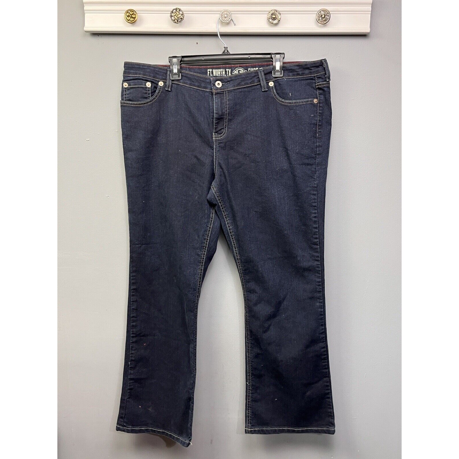 Dickies Bootcut Jeans Womens Size 18r Blue Relaxed Fit Dark Stretch Denim